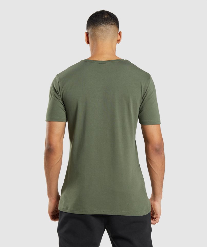 Men's Gymshark Essential T-Shirts Olive | NZ 8QULSX